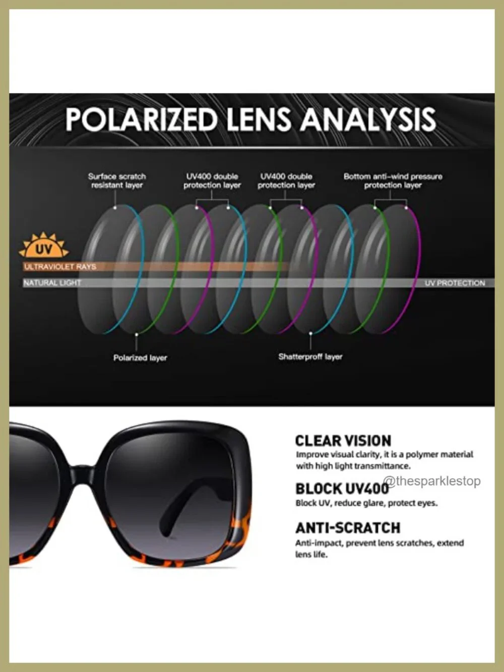 Oversized Square Polarized Sunglasses Women Retro UV400 Protection